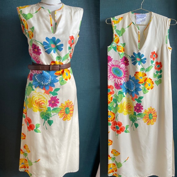 MAX MARA Floral 90s Silk Shift Dress - Picture 3 of 5